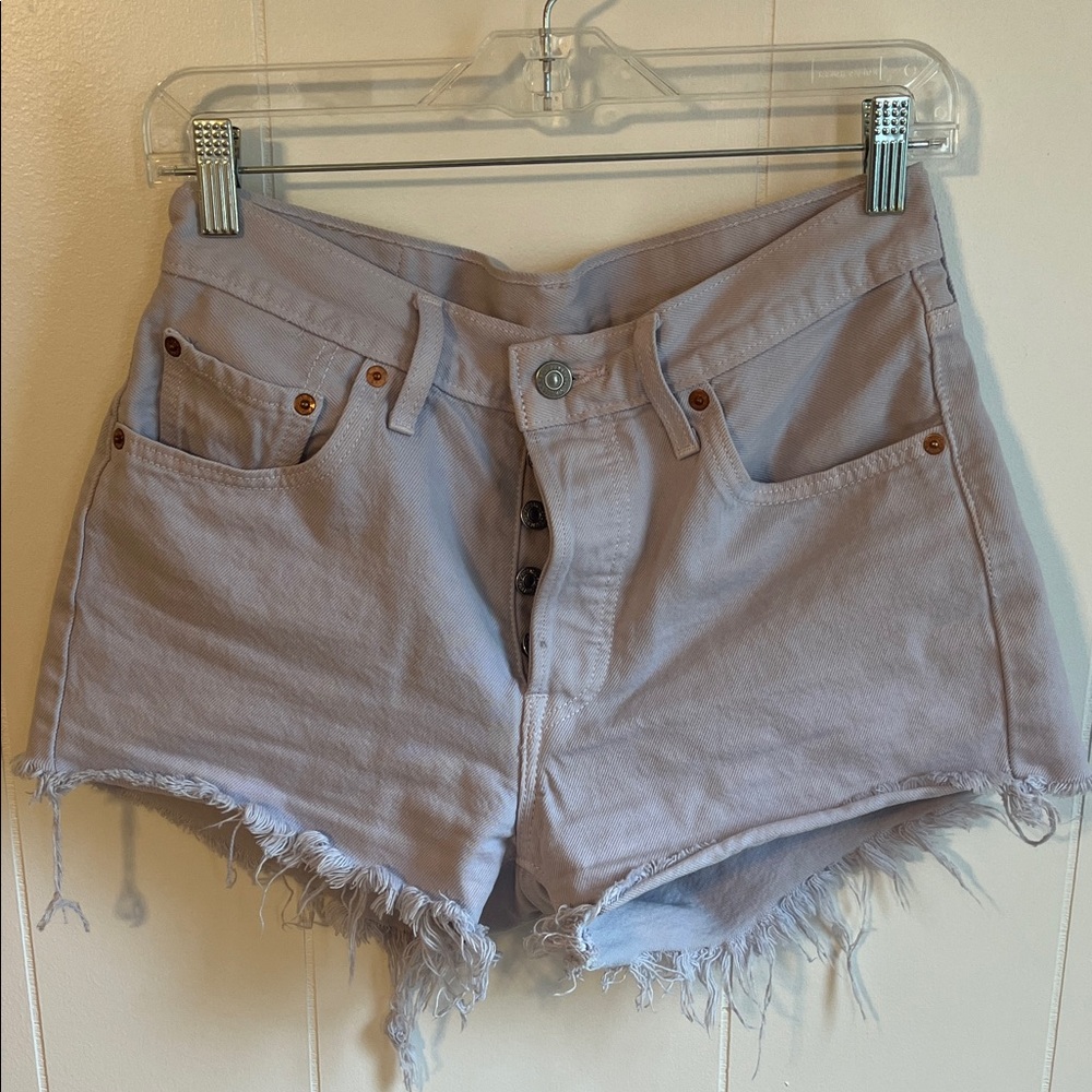 Levi's Women's Frayed Hem Jean Shorts - Light Purple